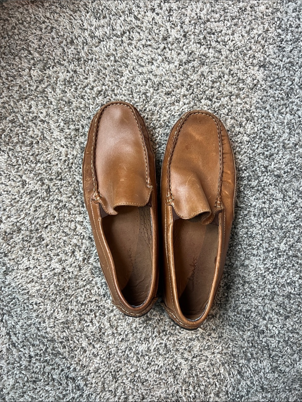 Clarks Men's Tan Leather Slip-On Loafers